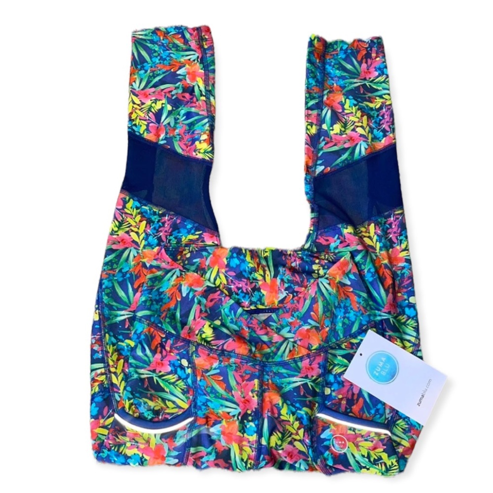 Zuma Blu All Day Capri Colorful Tropical Leggings NWT